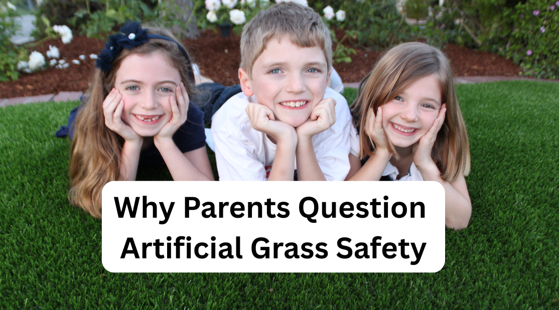 3 kids on artificial grass